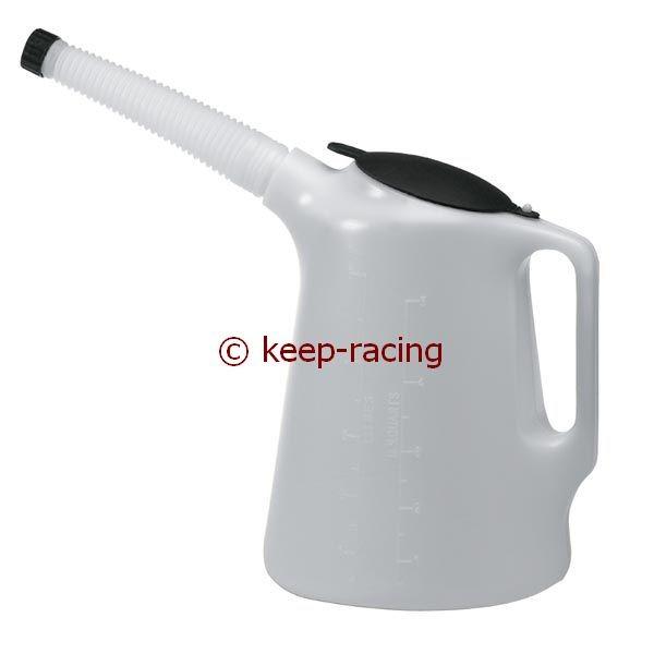 Meßbecher 5 Liter, Skaleneinteilung, Deckel, Flexrohr