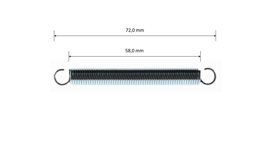 Ressort de rappel pour pédale d'accélérateur et pédale de frein, L = 72 mm, Ø 8 mm