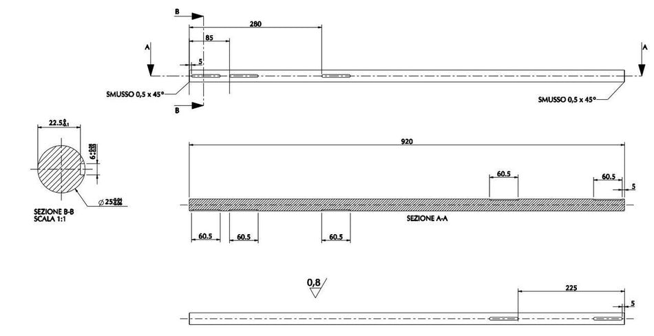 Hinterachse, Stahl, 25x920mm, voll, medium