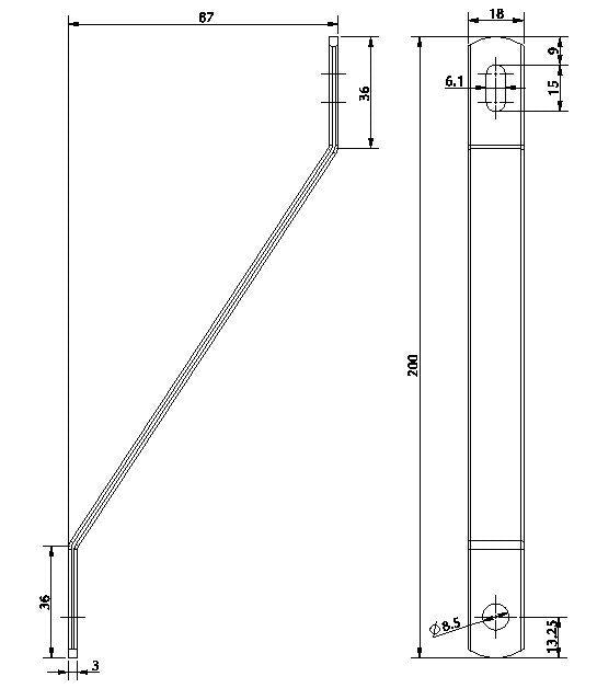 Halterung für Frontschild, Satz (=2 Stück), L=19cm