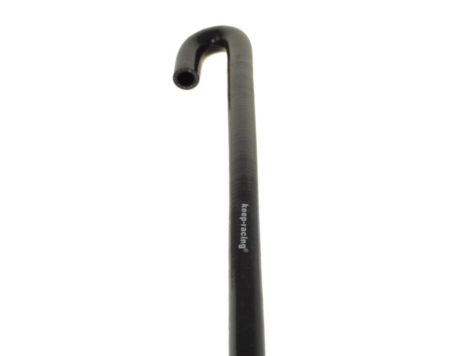 Kühlwasserschlauch Silikon/Polyester, Gewebeschlauch, schwarz, mit 1 x 180° Bogen, 600mm lang, keep-racing®