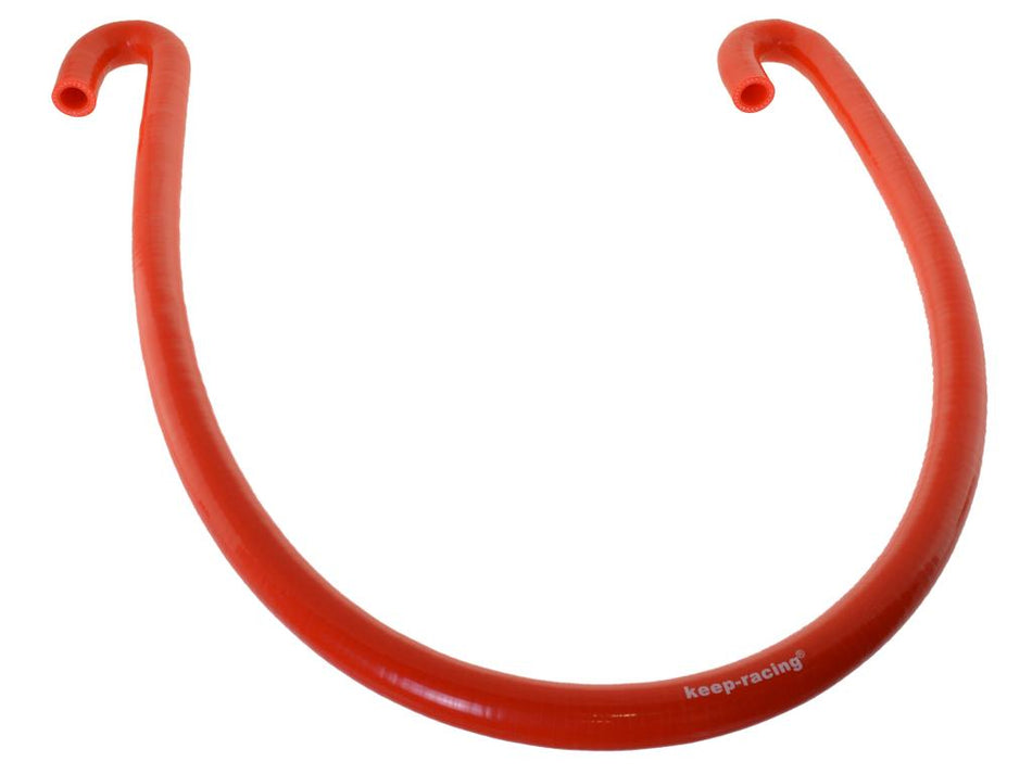 Kühlwasserschlauch Silikon/Polyester, Gewebeschlauch, rot, mit 2 x 180° Bögen, 1200mm lang, keep-racing®