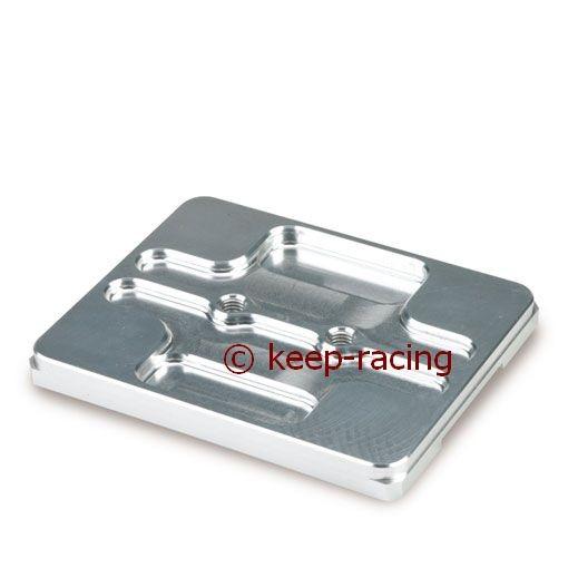 Upper section of engine mount, flat, silver anodized