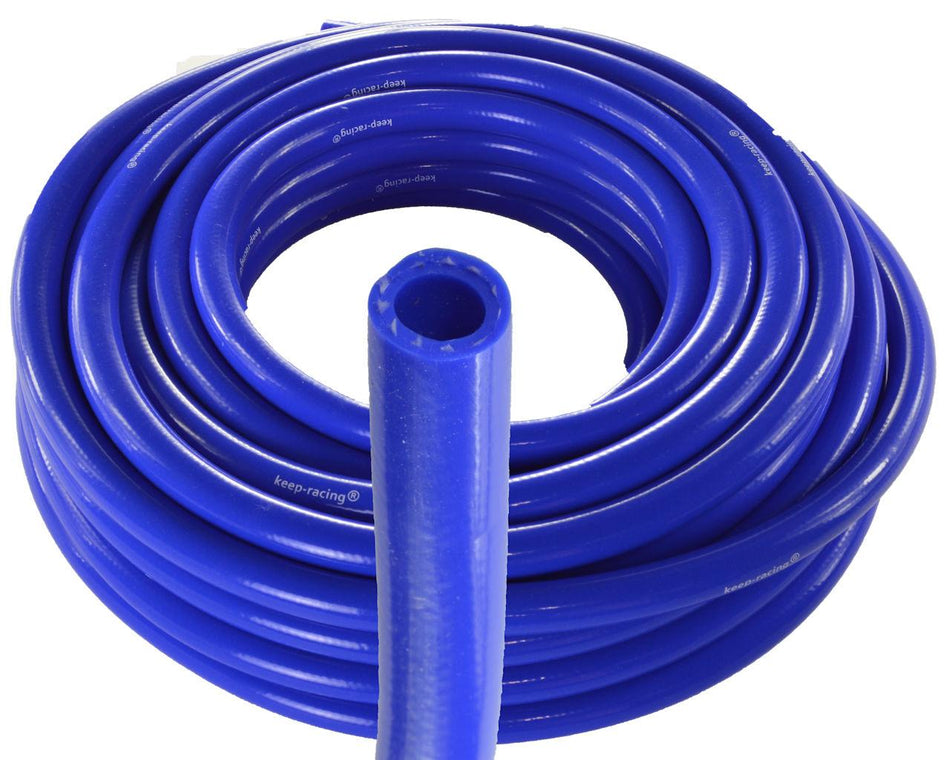 Kühlwasserschlauch Silikon/Polyester, Gewebeschlauch, blau, Meterware, keep-racing®