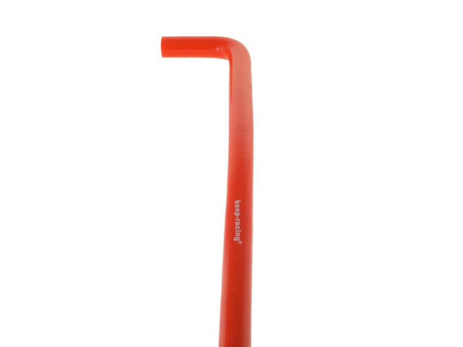 Kühlwasserschlauch Silikon/Polyester, Gewebeschlauch, rot, mit 1 x 90° Bogen, 600mm lang, keep-racing®