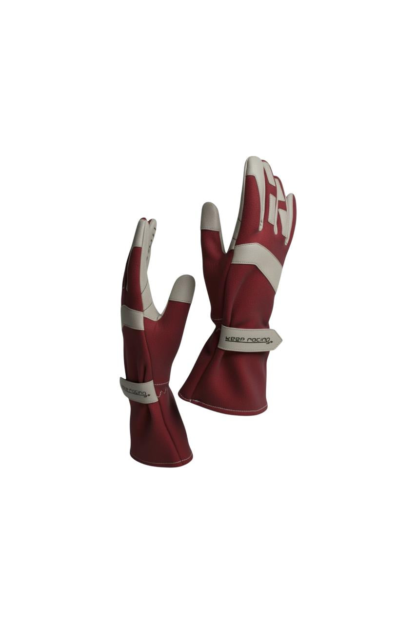GRIP III Motorsport Handschuhe, Kart Handschuhe, keep-racing®, rot/grau/schwarz
