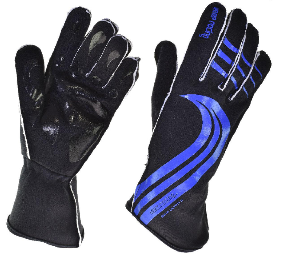GRIP ULTRA II Motorsport Handschuhe, keep-racing®, schwarz/blau, Größe 4XS-3XL