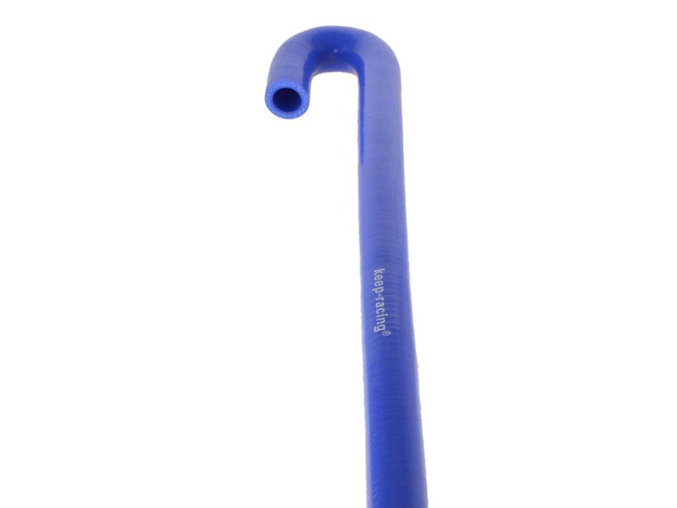 Kühlwasserschlauch Silikon/Polyester, Gewebeschlauch, blau, mit 1 x 180° Bogen, 600mm lang, keep-racing®