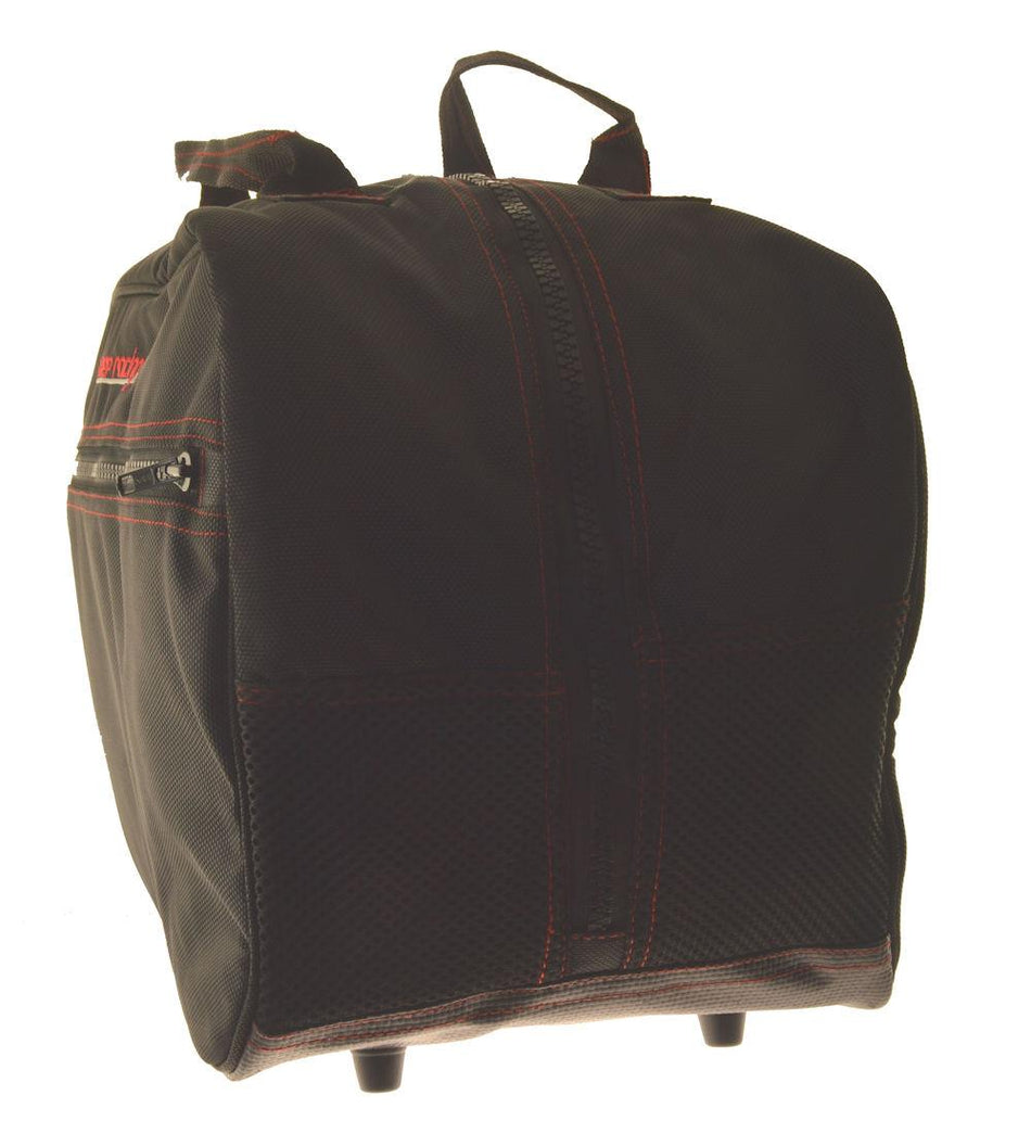Helmtasche schwarz, rote Nähte, Zusatztasche, mit weichem Innenfutter