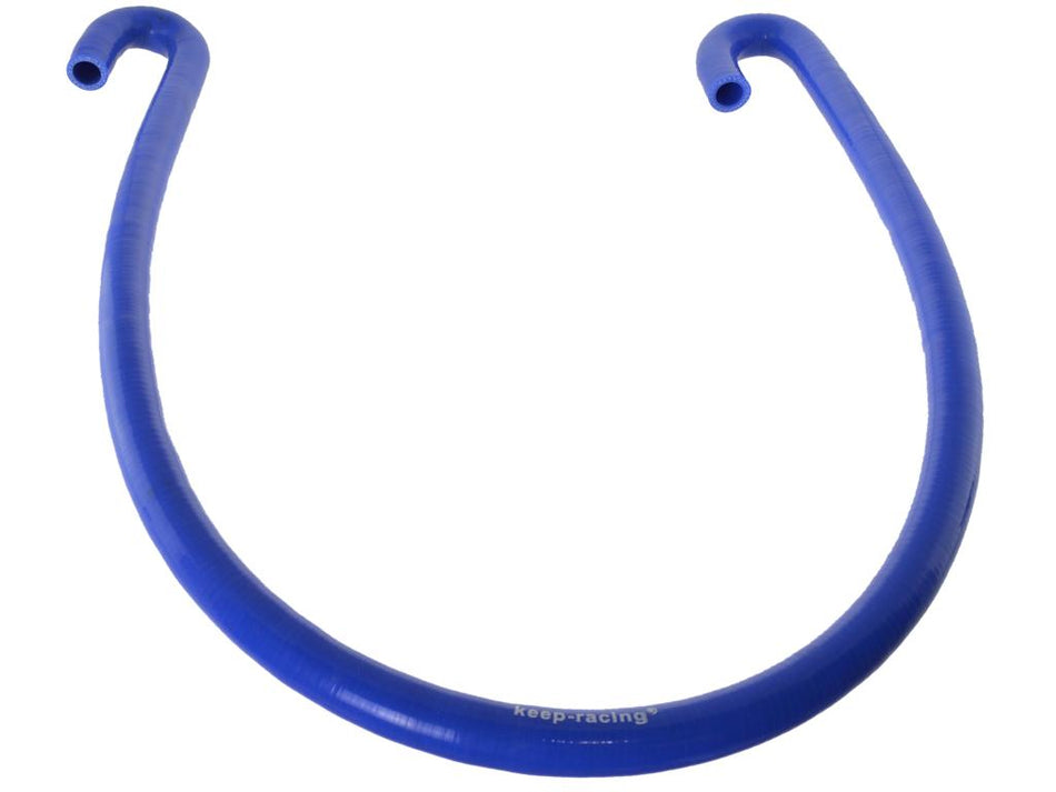 Kühlwasserschlauch Silikon/Polyester, Gewebeschlauch, blau, mit 2 x 180° Bögen, 1200mm lang, keep-racing®