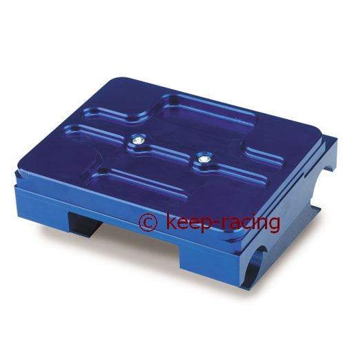 Engine mount, flat, 30/92 mm, complete with brackets, blue anodized