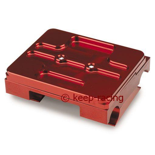Motorbock, flach, 28/92mm, komplett mit Klammern, rot eloxiert