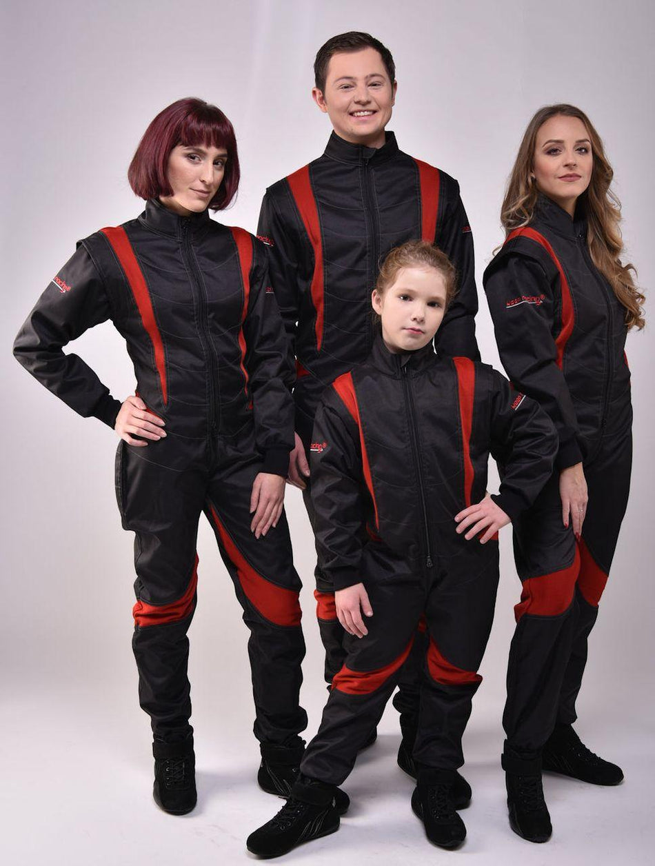 Kart- & Motorsportoverall, Modell CRUISER FLEX, schwarz/rot, keep-racing®