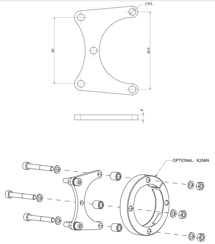 Anschraubplatte Bremssattel MA20 hinten, verchromt, 93.5mm