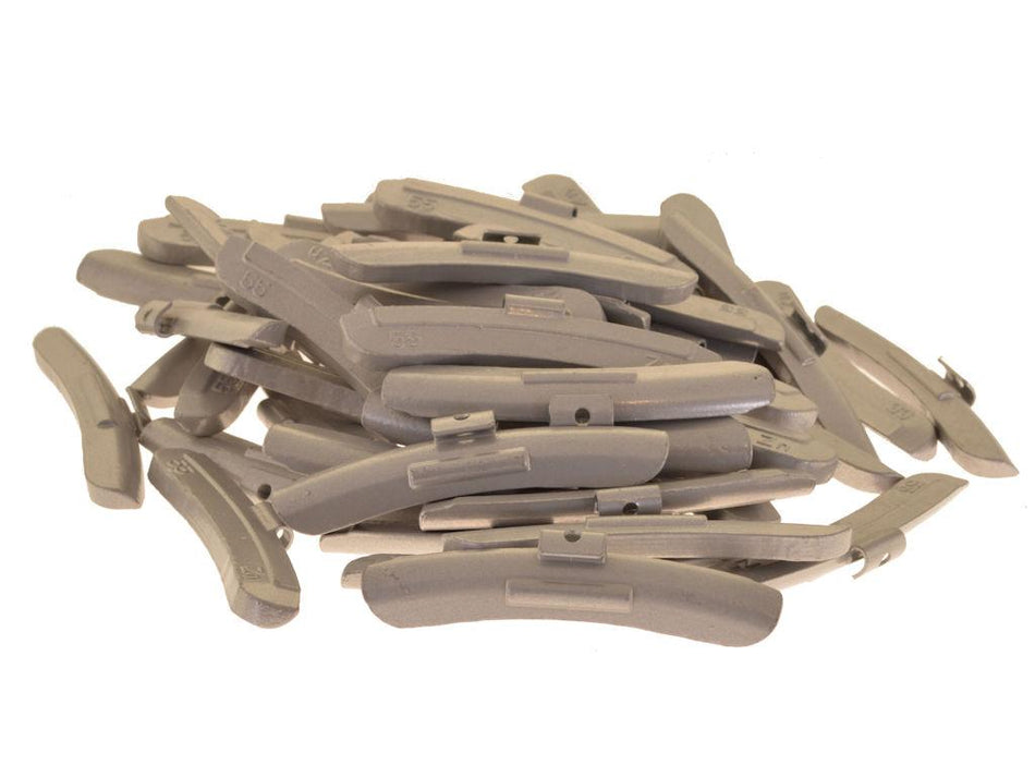 50 x 55g wheel weights for steel rims, zinc (ZN)