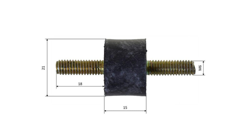 Silent block, rubber-metal mount, rubber buffer M6x18mm