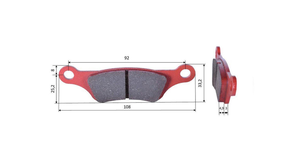 Satz Bremsbeläge (2 Stück), für RM1 KART / MAGURA / ELECTRO RIMO KART, hinten