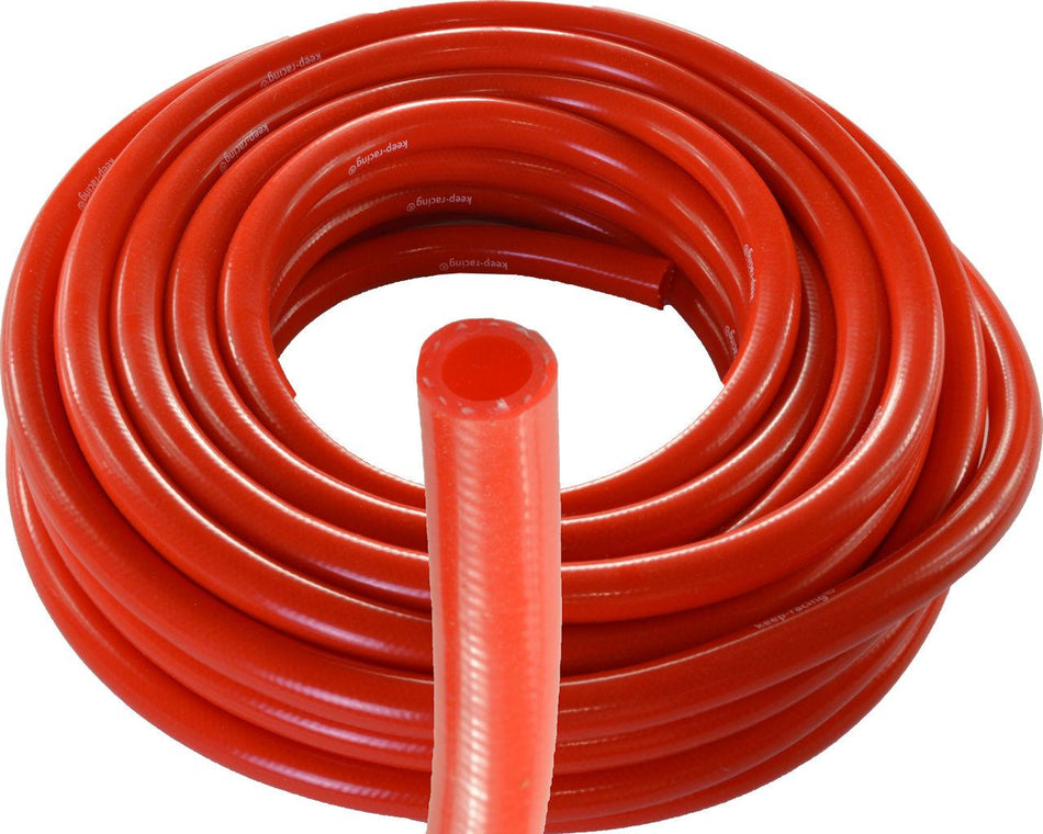 Kühlwasserschlauch Silikon/Polyester, Gewebeschlauch, rot, Meterware, keep-racing®
