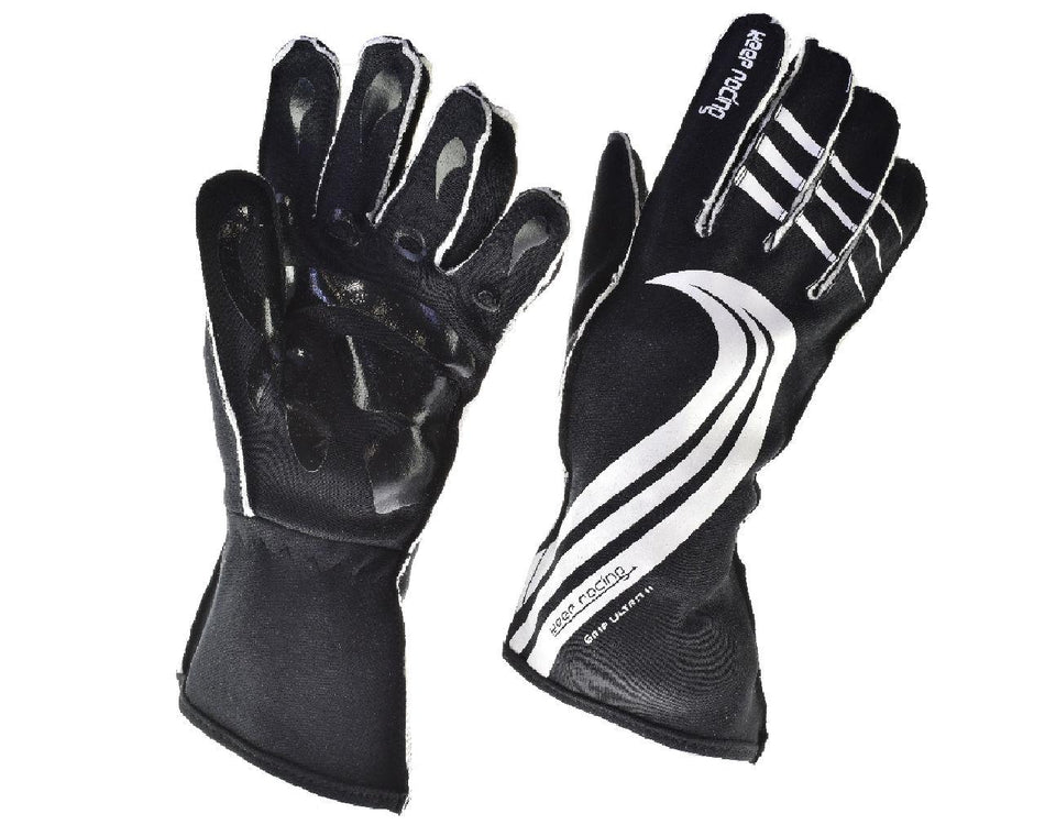 GRIP ULTRA II Motorsport Handschuhe, keep-racing®, schwarz/weiß, Größen 4XS-3XL