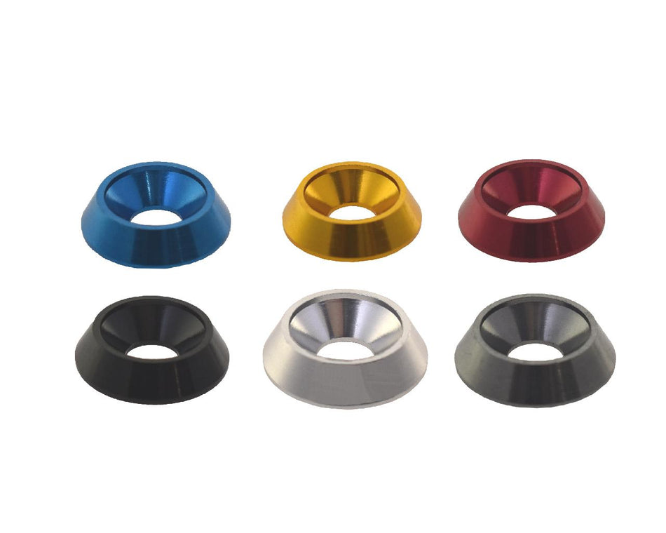 Washer for countersunk screw, 18 x 6 mm, aluminum, anodized