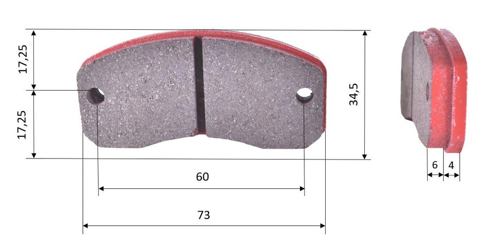Set of brake pads (2 pieces), for MS Kart (front), KC hydraulic, Cadett (rear) (448)