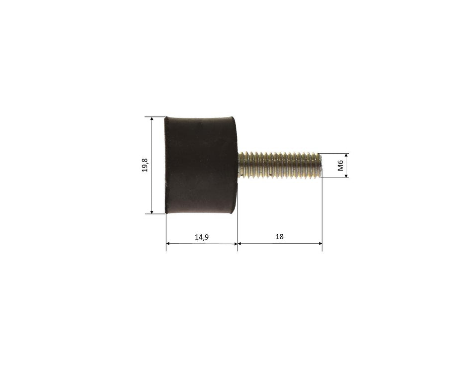 Silentbloc, support caoutchouc-métal, butée en caoutchouc M6x18,