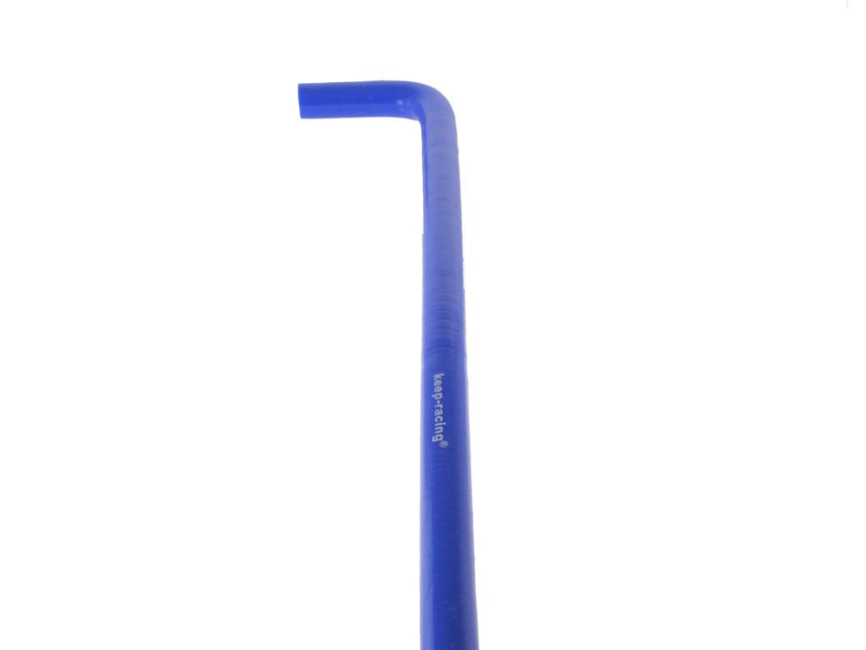 Kühlwasserschlauch Silikon/Polyester, Gewebeschlauch, blau, mit 1 x 90° Bogen, 600mm lang, keep-racing®