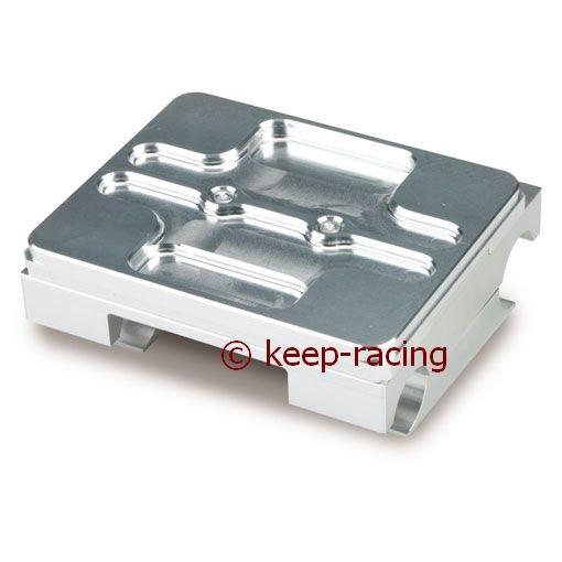 Engine mount, flat, 32/92 mm, complete with brackets, silver anodized