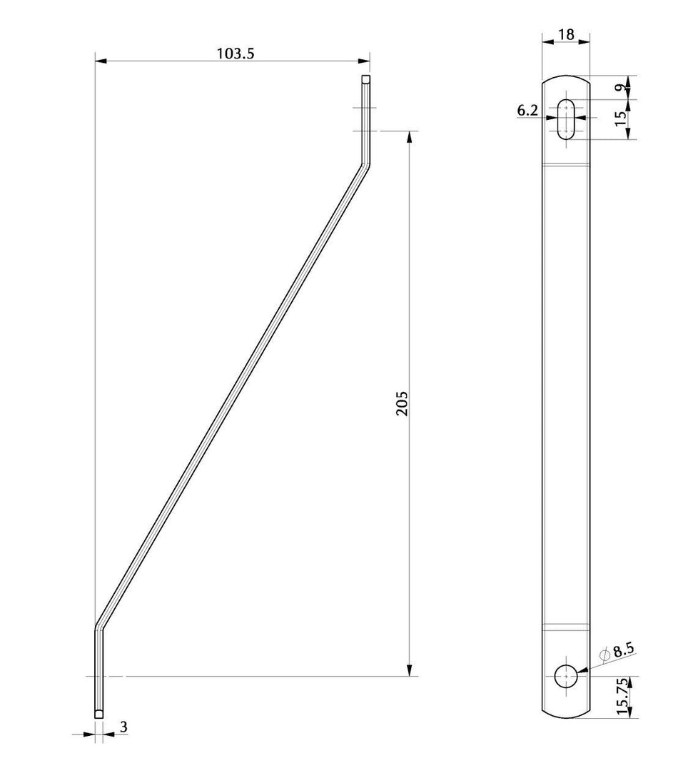 Support pour plaque avant, lot (2 pièces), L = 24 cm