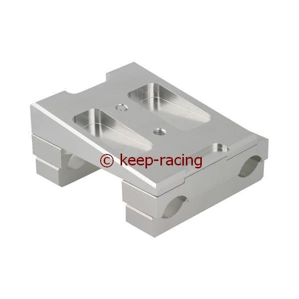 Aluminium Motorbock, komplett für 30mm Rahmen, 92mm Abstand, silber eloxiert