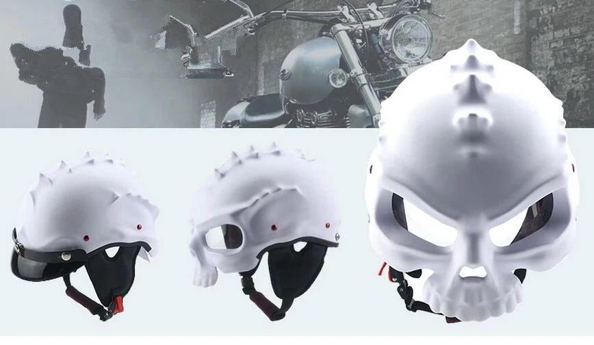 Monster Helm, Motorradhelm, Jethelm,weiß