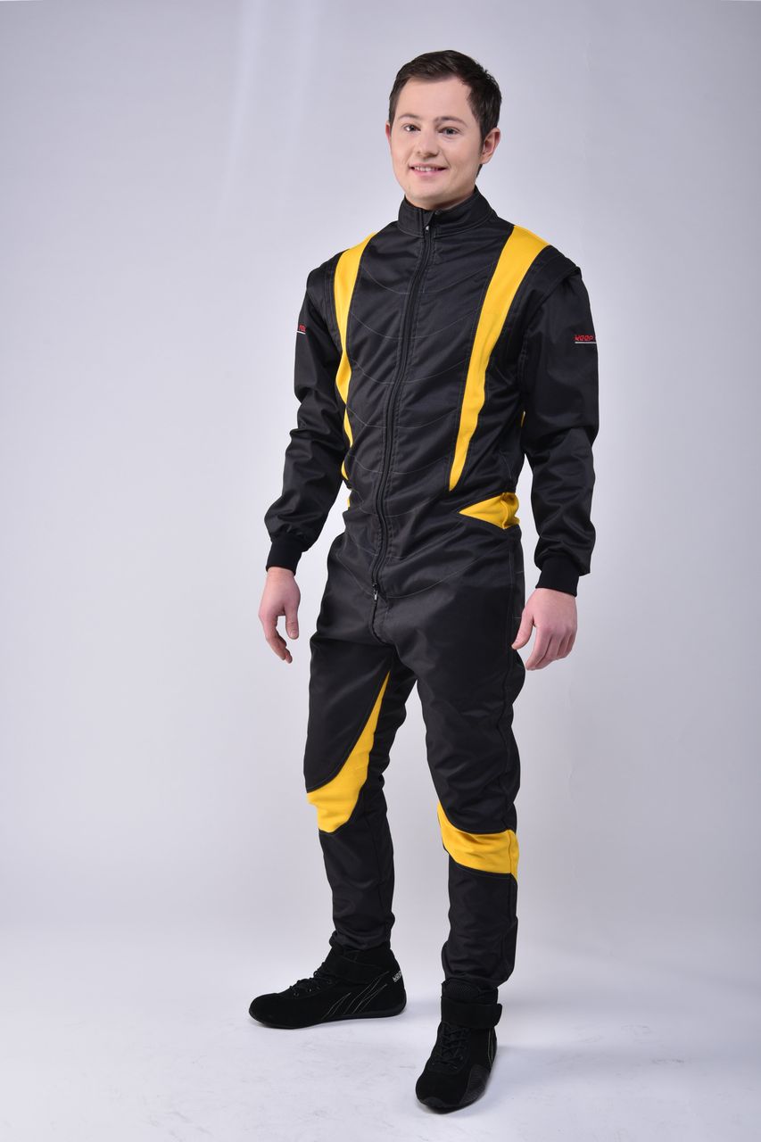 ABVERKAUF: Kart- & Motorsportoverall, Modell CRUISER FLEX, schwarz/gelb, keep-racing®